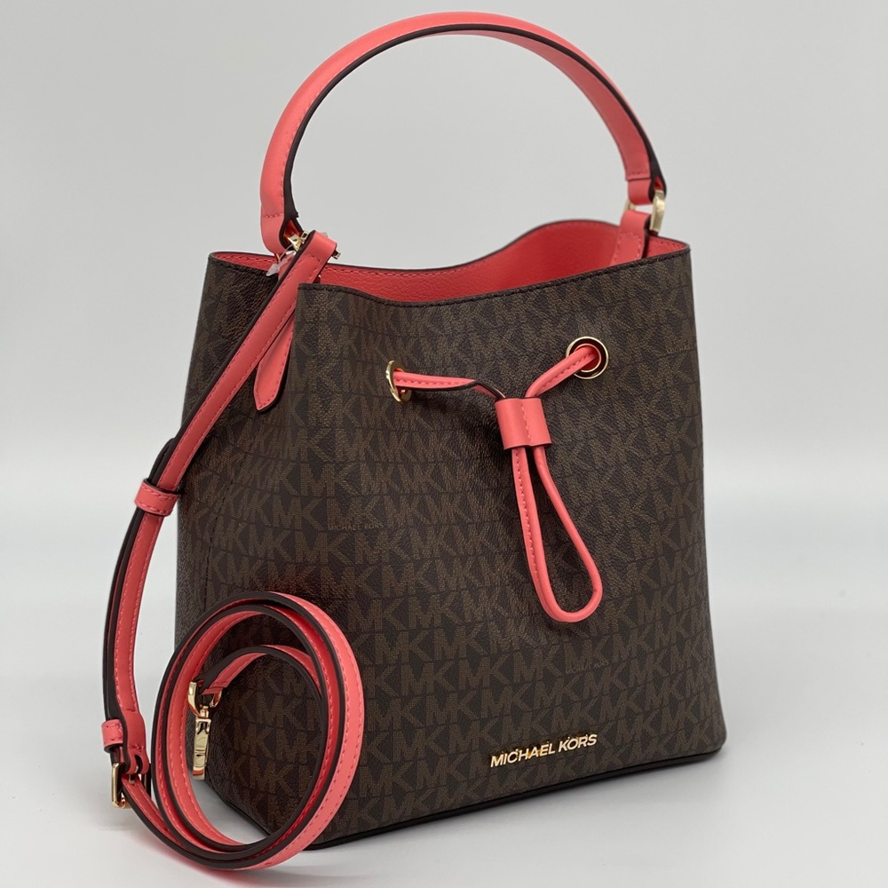 Michael Kors Brown and Pink Crossbody Bag